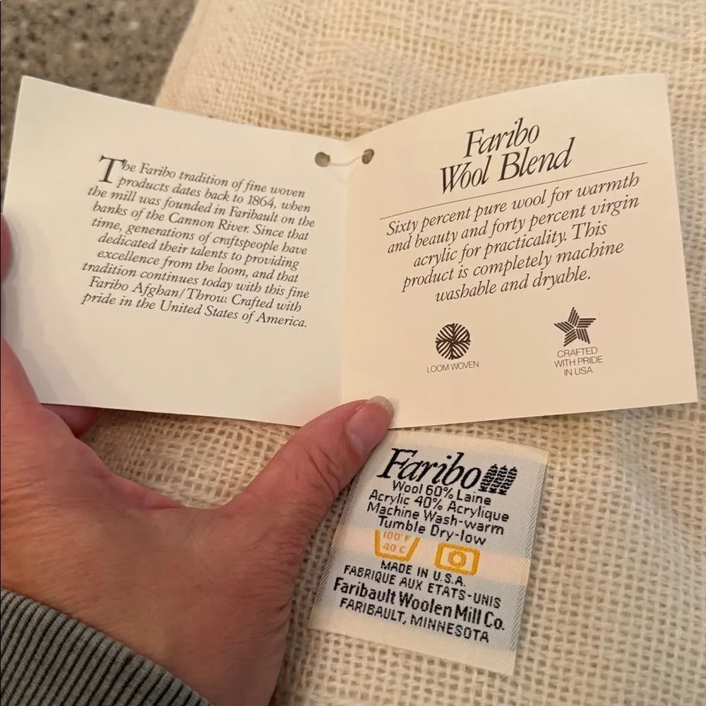 FARIBO Vintage 80s/90s Wool Blend Afghan Throw Blanket *NEW*